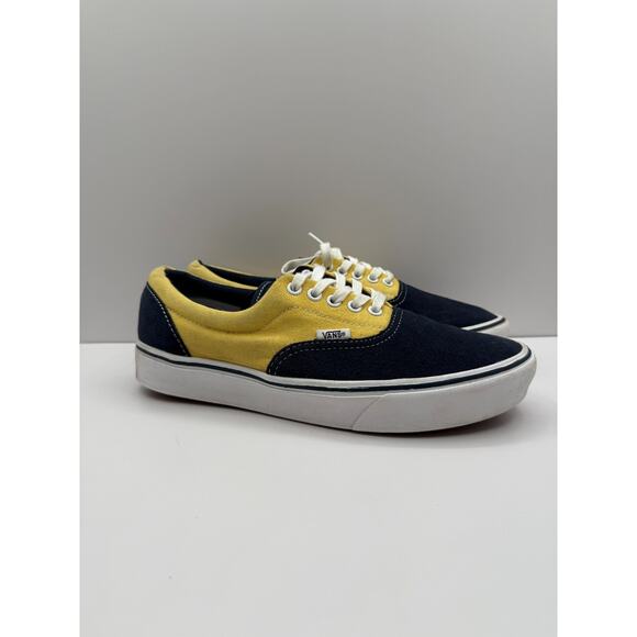 Size 9 - Vans Off The Wall Men's Blue Yellow‎ Suede Canvas Dress Sneaker 500664 - Picture 2 of 10